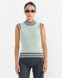 Scuba Knit Top in Green Beige