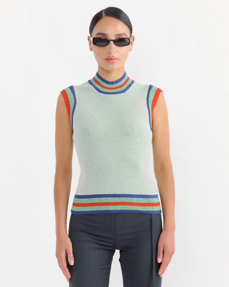 Scuba Knit Top in Green Beige