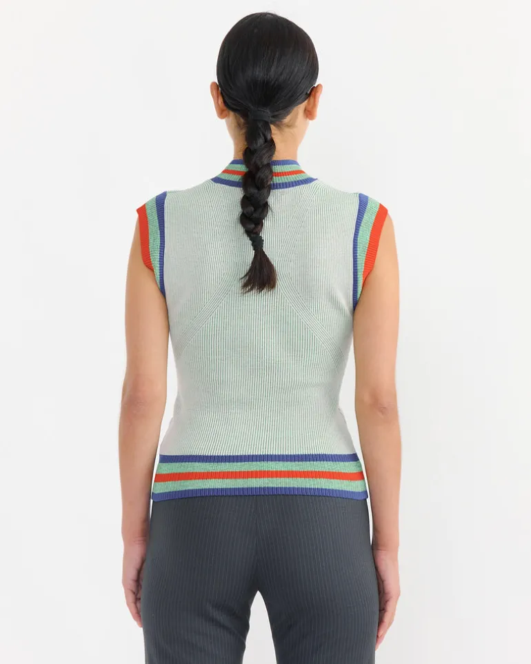 Scuba Knit Top in Green Beige