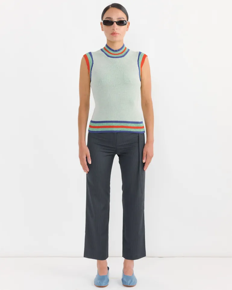 Scuba Knit Top in Green Beige