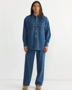 Selvedge Denim Belted Pant in Indigo