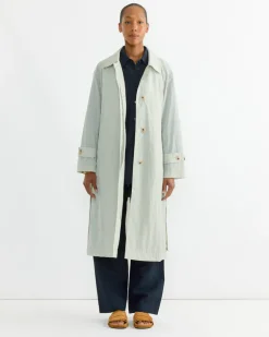 Semi Sheer Trench Coat in Light Green