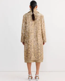 Sequin Snake Coat in Beige