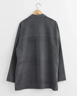 Sheep Suede Jacket in Blue Grey