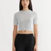 Sheer Cropped Knit in Blue