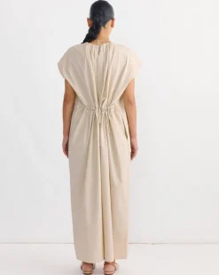 Shirred Jumpsuit in Oyster