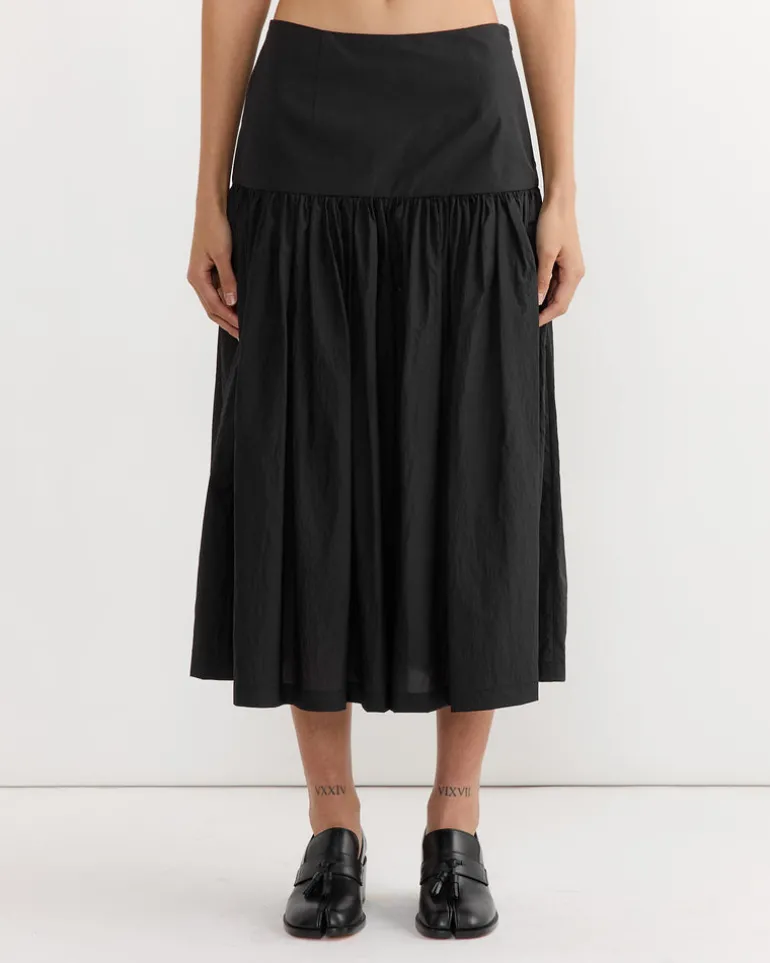 Shirring Culotte Pant in Black