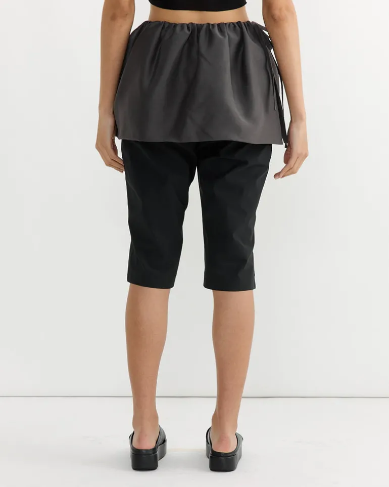 Shirring Organza Belt Skirt in Charcoal