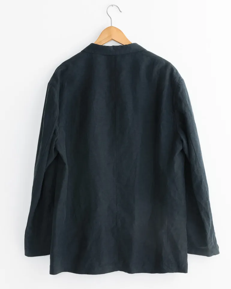 Silk Linen Jacket in Black