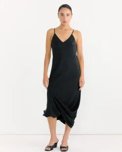Silk Maxi Dress in Black