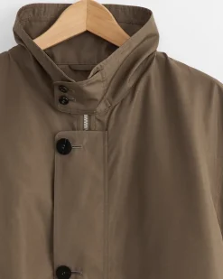 Silk Plain Weave Jacket in Khaki