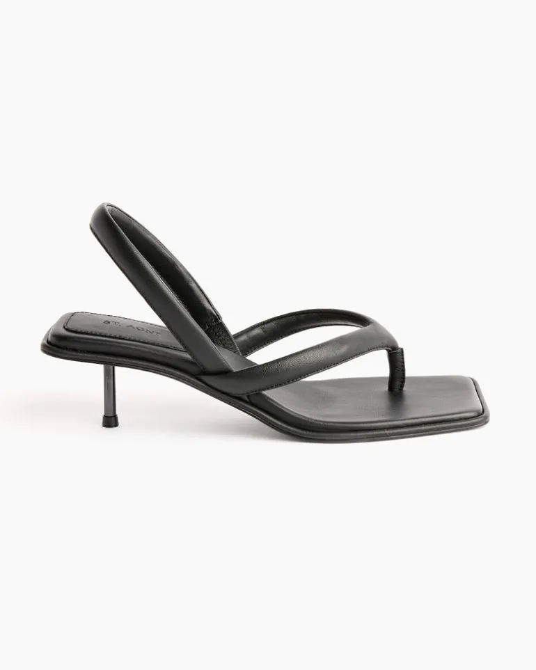 Sling Back Thong Heel in Black