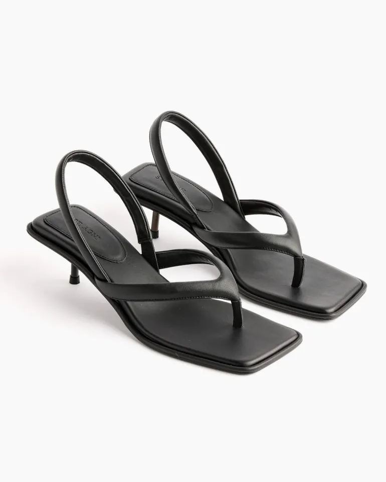 Sling Back Thong Heel in Black