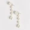 Small Passante Earrings in White Pearl
