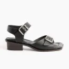 Square Heeled Sandals With Straps in Black