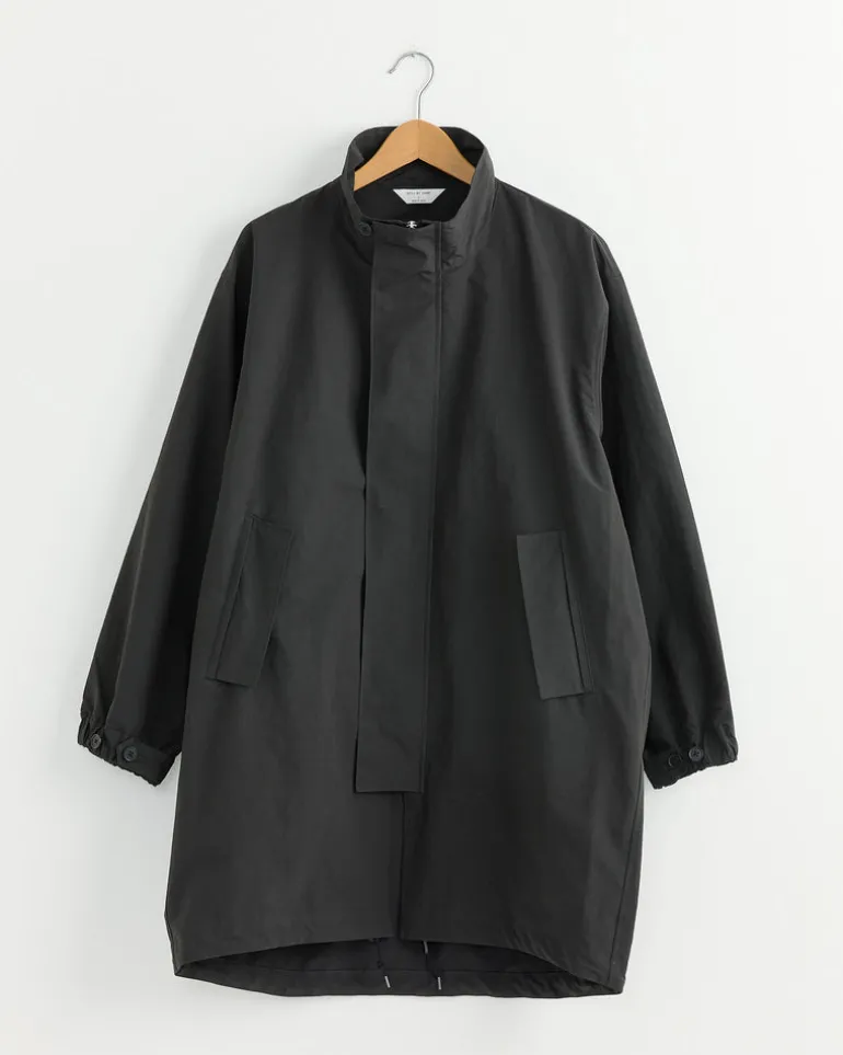 Stand Collar Coat in Ink Black