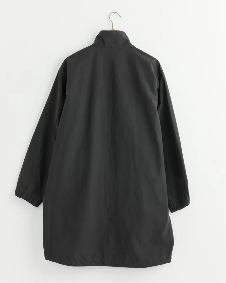 Stand Collar Coat in Ink Black