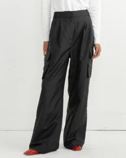 Stella Pleated Cargo Pant in Black