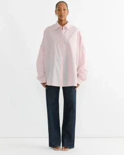 Striped Cocoon Shirt in Light Pink