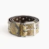 Studded Leather Belt in Beige