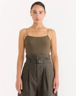 Tank Top With Straps in Dark Khaki