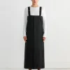 Tropical Wool Convertible Overall Skirt in Black