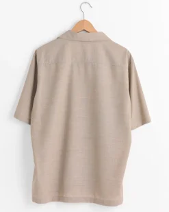 Tropical Wool Half Sleeved Shirt in Top Light Brown