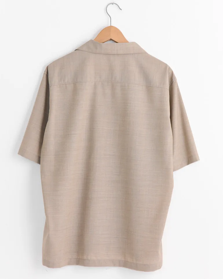 Tropical Wool Half Sleeved Shirt in Top Light Brown