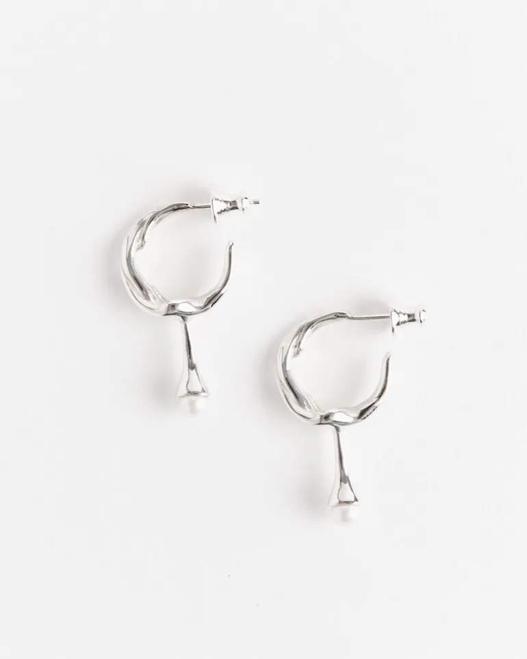 Twist Perla Hoop in Sterling Silver