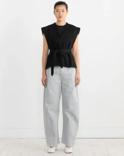 Twisted Belted Pant in Snowy Blue Grey
