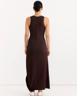 Twisted Hem Dress in Dark Cherry