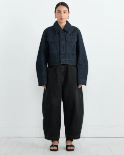 Two Pocket Cropped Jacket in Denim Indigo