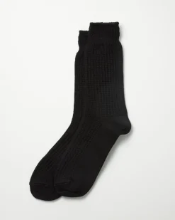 1110 Waffle Crew Socks in Black