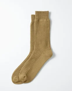 1110 Waffle Crew Socks in Light Olive