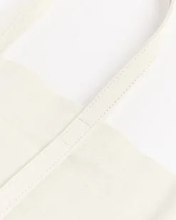 Washed Canvas 6 Pocket Tote Bag in White Small
