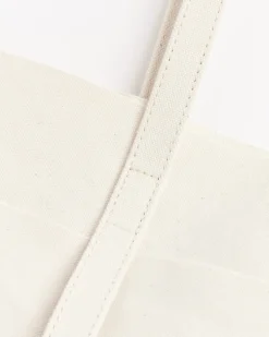 Washed Canvas 6 Pockets Tote in White Medium