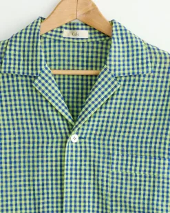 Water Twist Linen Shirt in Blue/Yellow