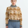 Wave Knit Jumper in Rust Beige Mountain Waves