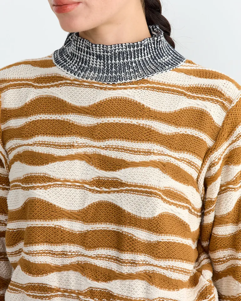 Wave Knit Jumper in Rust Beige Mountain Waves