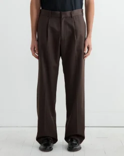 West Coast Pant in Wool Gabardine Brown Mélange