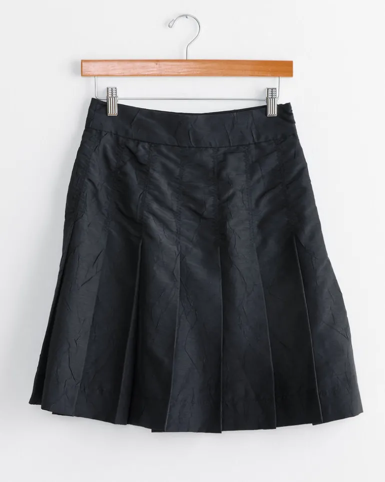 Wide Pleat Skirt in Black