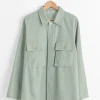 Wool Herringbone Over Shirt in Olive
