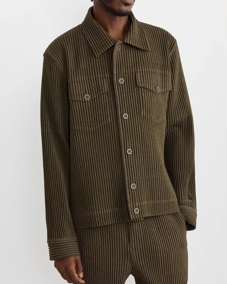 Wool Like Light Jacket in Khaki
