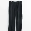 Wool Rayon Wide Trouser in Black