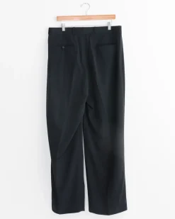 Wool Rayon Wide Trouser in Black