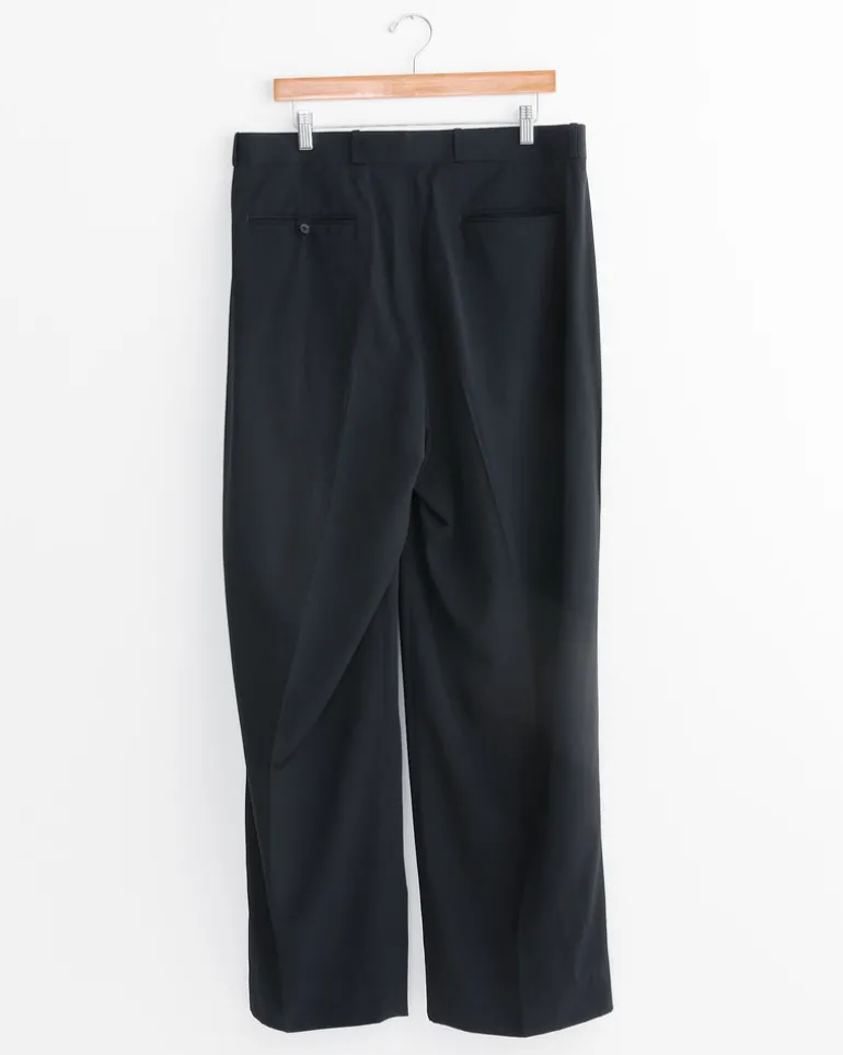 Wool Rayon Wide Trouser in Black