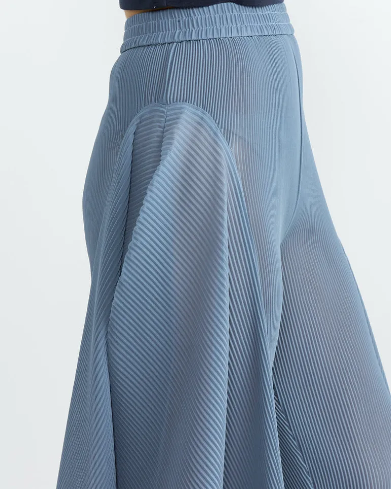 Wrist Plisse Pant in Stone Blue