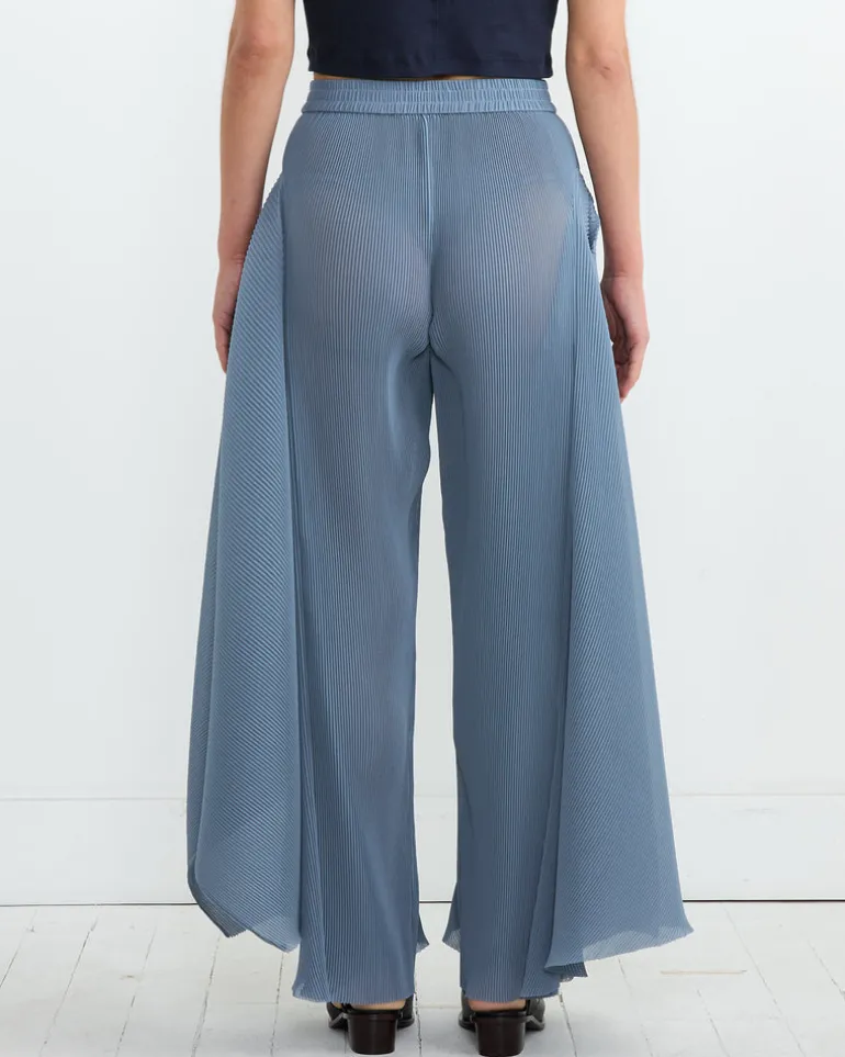 Wrist Plisse Pant in Stone Blue