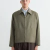 Zip Jacket Wool Gabardine in Sage