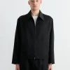 Zip Jacket Wool Gabardine in Black